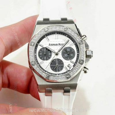 Women Audemars Piguet Royal Oak offshore Replica Watch Diamond Bezel White Dial watches