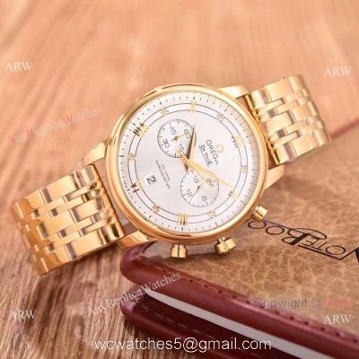 Best Quality Omega De Ville Fake Watches Yellow Gold Chronograph watches