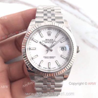 (EW) Swiss ETA3235 Rolex Datejust II SS White Face Replica Watch DJII 41mm watches