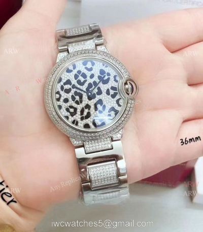 Fake Cartier Ballon Bleu Stainless Steel Leopard Watch 36mm watches