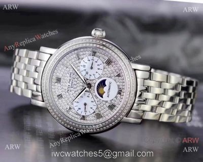 Fake Patek Philippe Complications SS Diamond dial Watch Swiss 9100 watches