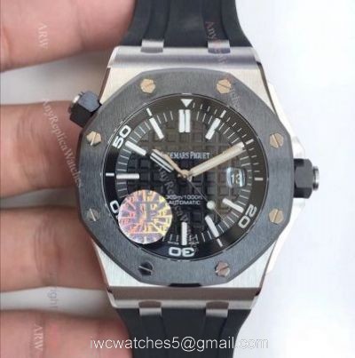 JF Swiss Replica Audemars Piguet Divers SS Black Bezel Watch 3120 Movement watches