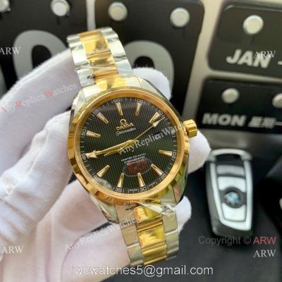 Copy Omega Seamaster Aqua Terra Swiss Citizen 8215 Watches 2-Tone Black Dial watches