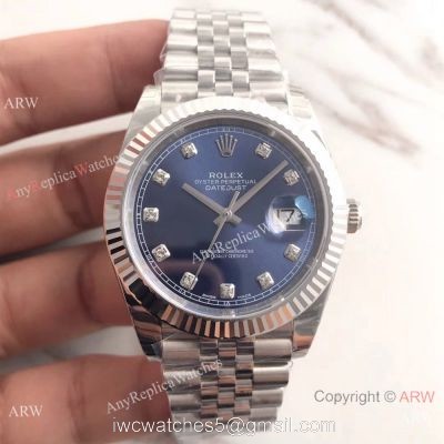 (EW) Fake Rolex Datejust II Jubilee Watch SS Blue Diamond Face ETA3255 watches