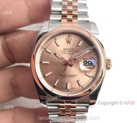 Swiss Grade 2 Tone Rose Gold Rolex Datejust 36mm Jubilee Watch AR Factory watches