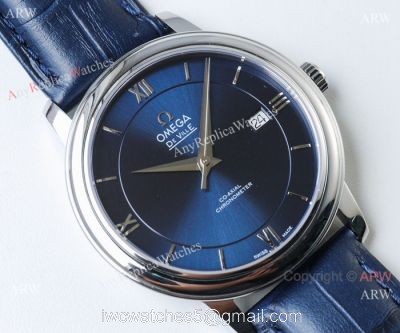 Highest Quality Copy Omega De Ville Swiss 2824 Watch SS Blue Dial watches