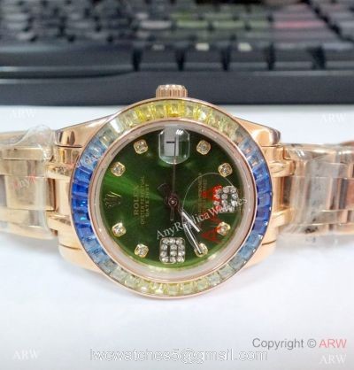 Low Price Rolex Masterpiece Rose Gold Green Face Watch 31mm Medium watches