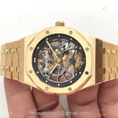Swiss Copy Audemars Piguet Royal Oak Extra-thin Openworked Watch Yellow Gold watches