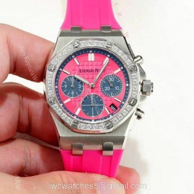Fake Audemars Piguet Royal Oak offshore Diamond Bezel Red Dial Watches Women watches