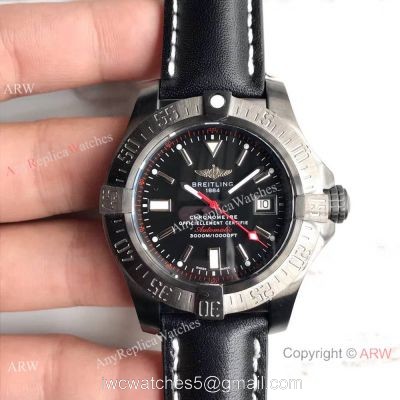 Swiss Grade Fake Breitling Avenger II Seawolf Black Leather Watch Limited Edition watches