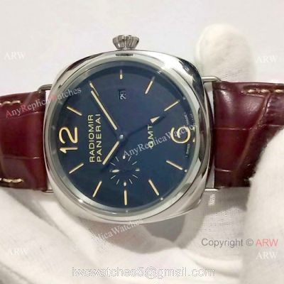 AAA Replica Panerai Radiomir GMT Brown Leather Strap Watch PAM 421 watches