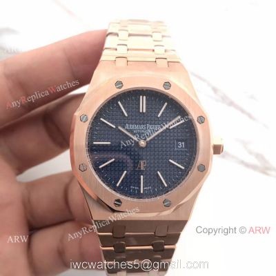 New Audemars Piguet Royal Oak Extra Thin Replica Watch 39mm Rose Gold Blue Dial watches