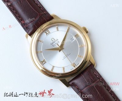 Swiss 2824 Omega De Ville Replica Watch Gold Case Silver Dial watches