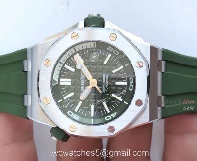 New Swiss 3120 Audemars Piguet Royal Oak Green Dial Green Rubber Band Replica Watches watches