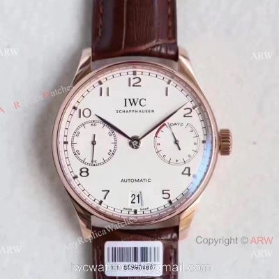 New IWC Portugieser 7 days power reserve Replica Watch Rose Gold White watches