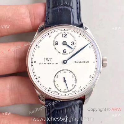 Swiss Grade 1A IWC Regulateur Watch White Dial Blue Leather Strap watches