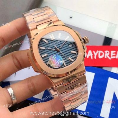 Swiss Replica Patek Philippe Nautilus 5711 Rose Gold Blue Watches watches