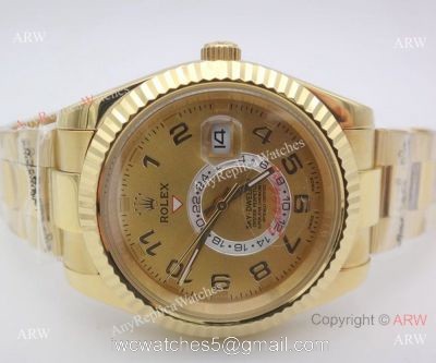 Rolex Sky Dweller Replica Wristwatch Yellow Gold Arabic Markers 40mm watches