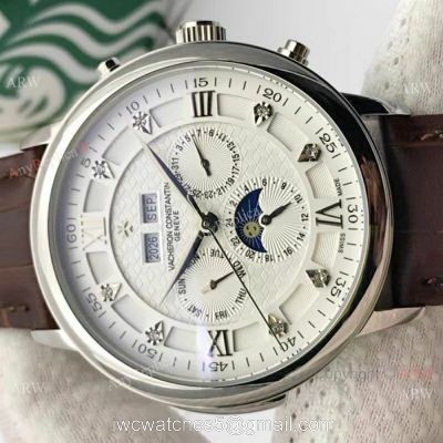 Vacheron Constantin Annual Calendar Moonphase Replica watch SS White Face watches