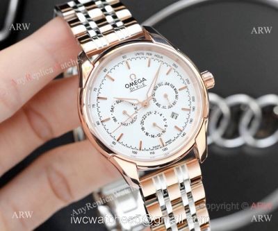 Omega De Ville Complications Omega Watch White Face Two Tone Rose Gold 41mm watches