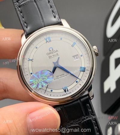 MKS Factory Copy Omega Classic De Ville Prestige 9015 Watch Gray Dial Leather Strap watches