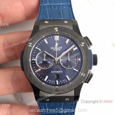 Swiss Replica Hublot Big Bang Classic Fusion 7750 Black Watch Blue Gummy Strap watches