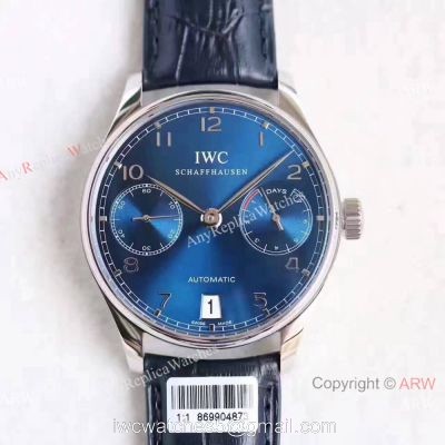 Replica IWC Portugieser 7 days power reserve Watch Blue Dial w/ folding Clasp watches