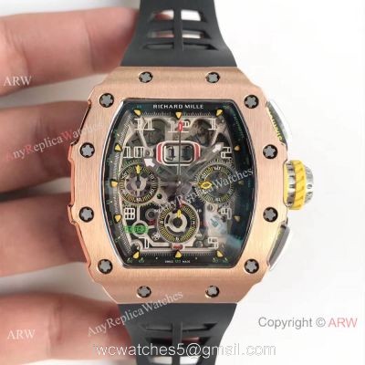 KV Factory Swiss Richard Mille RM 11-03 Flyback 7750 Watch Skeleton Dial Black Rubber watches
