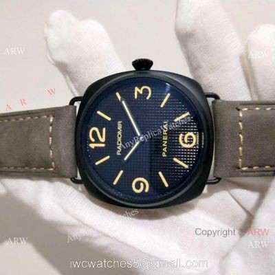 Copy Radiomir Panerai Black Case Gray Leather Band Watch PAM643 watches