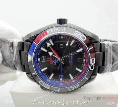Best Copy Omega Seamaster Planet Ocean GMT Watch Black Steel watches