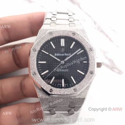 JF Factory Audemars Piguet Royal Oak Watch Replica Frosted Black Dial watches
