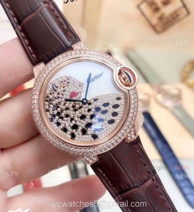 Ballon Bleu Cartier Quartz Watches Diamond Leopard Brown Bracelet watches