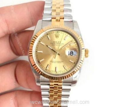 AR factory Replica Rolex DateJust 904L 3135 Watches Two Tone Jubilee Bracelet watches