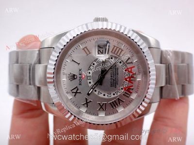 Stainless Steel Silver Dial Rolex Sky-Dweller 326939w Copy Watch w/ Working Time Zone watches