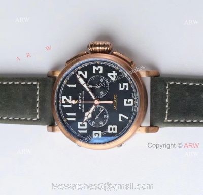 AAA Swiss Grade Replica Zenith Pilot Type 20 Extra Special Chronograph Dial Green Leather Band Watch watches