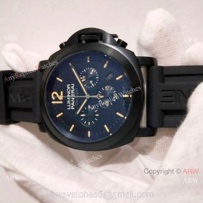 High Quality Panerai Daylight 44mm Watch All Black Chronograph Face watches