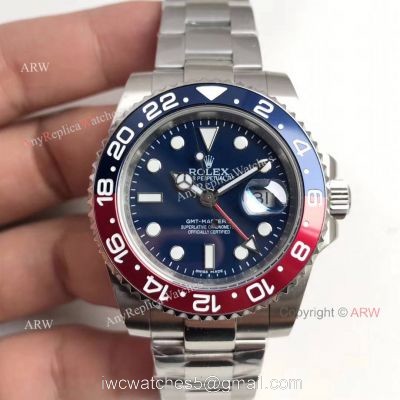 New Rolex GMT Master II Pepsi Replica Wristwatch Stainless Steel Blue Dial 40MM watches