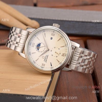 Copy Omega Seamaster Moonphase watch Stainless Steel White Dial 40 MM watches