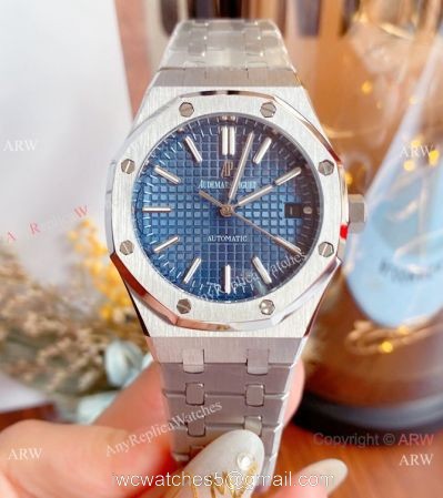 Copy Audemars Piguet Royal Oak SS Blue Dial Watches 37mm Women watches