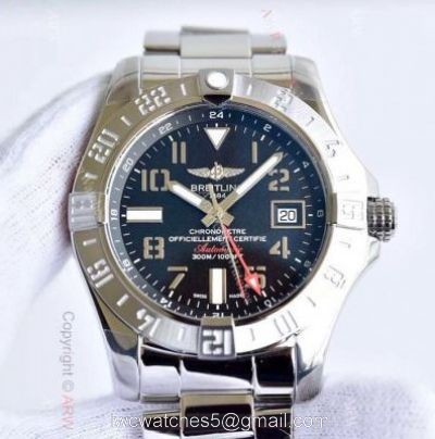 AAA Grade Breitling Avenger II GMT SS Black Dial Watch Swiss 2836 watches