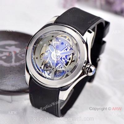 Best Replica CORUM Bubble Skeleton Watch SS Black Rubber Strap watches
