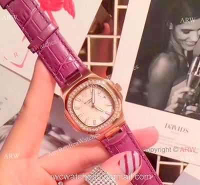 Best Quality Patek Philippe Nautilus Womens Rose Gold Diamond Watch watches