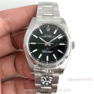 Swiss Copy Rolex Oyster Perpetual Stainless Steel Black Dial Watch Highest Quality AR Factory Rolex watches