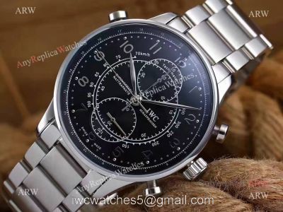 Replica IWC Portuguese Black Face Stainless Steel Black Watch 41mm IW371215 watches