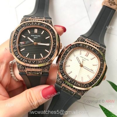 Replica Patek Philippe Engraving Nautilus Rose Gold Watch 42mm watches