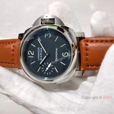 Fake Panerai Luminor Marina SS Brown Leather Strap Watch PAM 111 watches