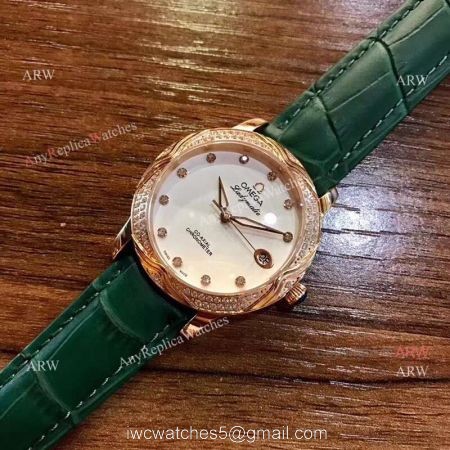 Replica Omega CO-AXIAL Lady Watch Rose Gold Diamond Bezel watches