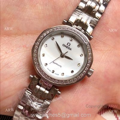 Replica Omega Women Watches Stainless Steel White MOP Dial watches