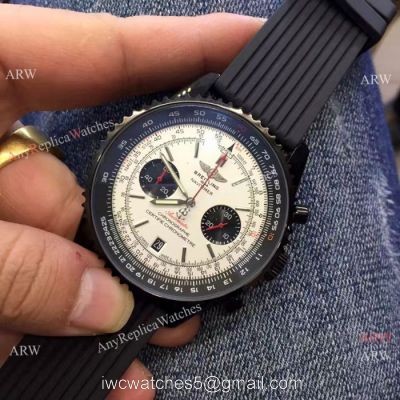 High Quality Breitling Navitimer Rubber Strap Black Case White Dial 46mm Wrist watches