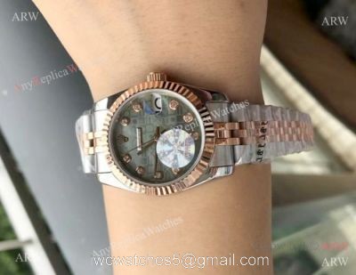 Rolex Datejust 31mm Copy watches 2-Tone Rose Gold Green Micro Face watches